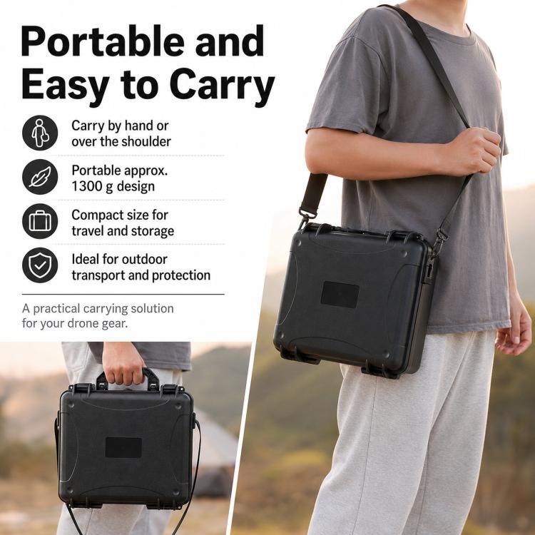 Custodia protettiva antiurto per drone DJI Lito 1 / X1, portatile e impermeabile per esterni., Black No Shoulder Strap, Black With Shoulder Strap
