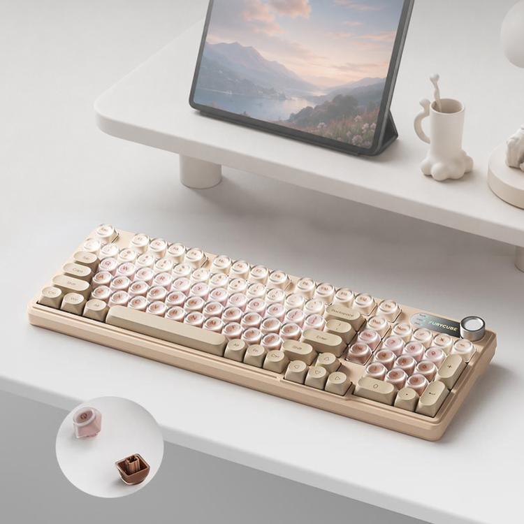 Tastiera meccanica cablata FURYCUBE per gaming e musica, Creamy, Skin Tone, Semi-transparent White, Semi-transparent Light Green