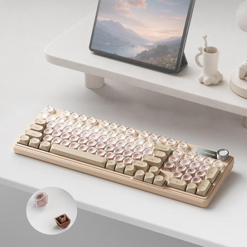 Tastiera meccanica cablata FURYCUBE per gaming e musica, Creamy, Skin Tone, Semi-transparent White, Semi-transparent Light Green