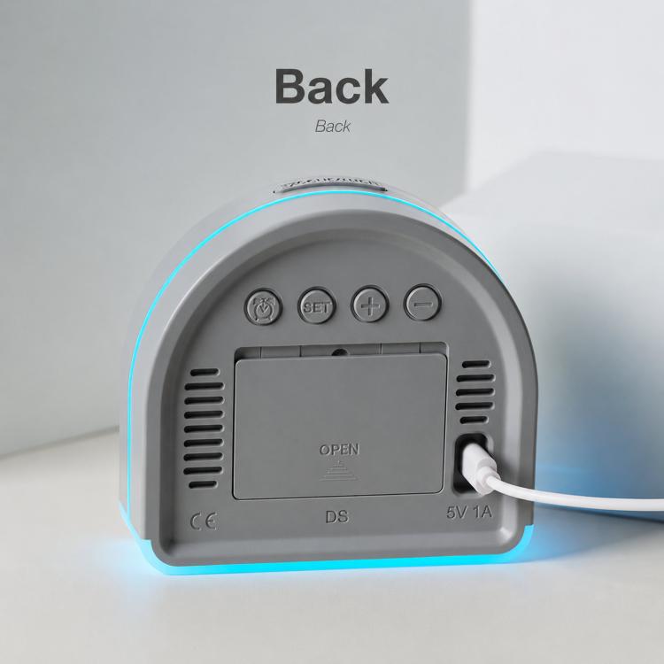 Sveglia digitale a LED con luce ambientale inferiore, orologio da scrivania con indicazione della temperatura, ora legale e doppia sveglia.