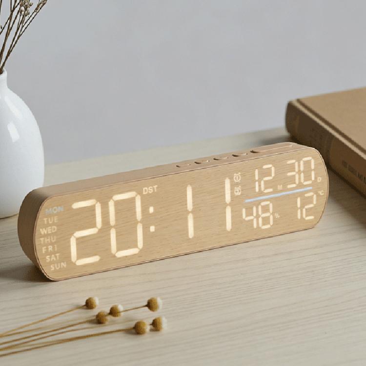 Sveglia digitale a LED con visualizzazione della temperatura, ora legale e doppio allarme., 6665A Wood Grain, 6665B Fabric Texture, 6686A Wood Grain, 6686B Fabric Texture