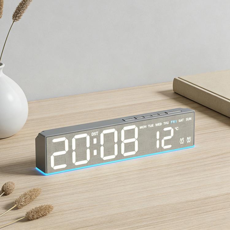 Sveglia digitale a LED con visualizzazione della temperatura, ora legale e doppio allarme., 6665A Wood Grain, 6665B Fabric Texture, 6686A Wood Grain, 6686B Fabric Texture