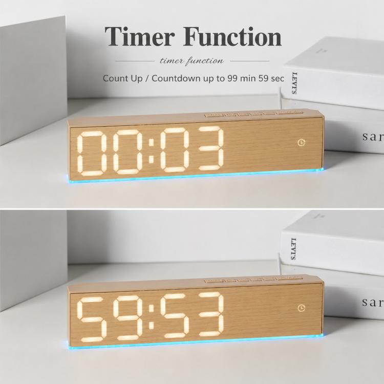 Sveglia digitale a LED con visualizzazione della temperatura, ora legale e doppio allarme., 6665A Wood Grain, 6665B Fabric Texture, 6686A Wood Grain, 6686B Fabric Texture