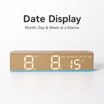 Sveglia digitale a LED con visualizzazione della temperatura, ora legale e doppio allarme., 6665A Wood Grain, 6665B Fabric Texture, 6686A Wood Grain, 6686B Fabric Texture