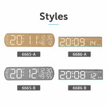 Sveglia digitale a LED con visualizzazione della temperatura, ora legale e doppio allarme., 6665A Wood Grain, 6665B Fabric Texture, 6686A Wood Grain, 6686B Fabric Texture