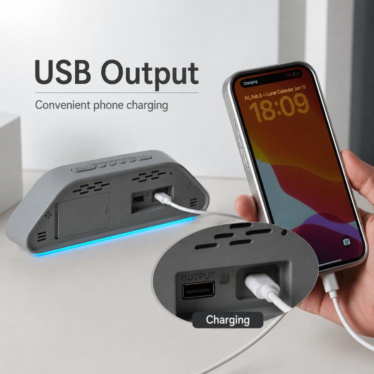Sveglia digitale con caricatore USB, precisa al secondo, orologio da scrivania a LED