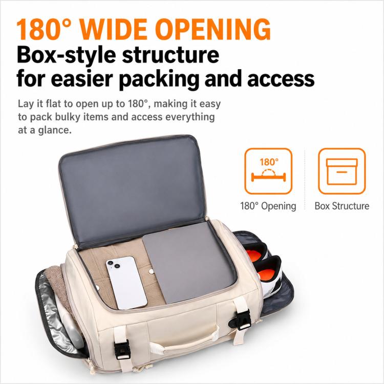Zaino da viaggio espandibile, approvato per il trasporto aereo, zaino da palestra con scomparto per scarpe e porta USB.