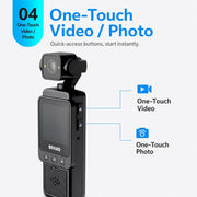 Videocamera indossabile WiFi 1080P con obiettivo girevole e schermo da 1,6 pollici, ideale per lo sport e come action camera tascabile con clip., DV01 1080P