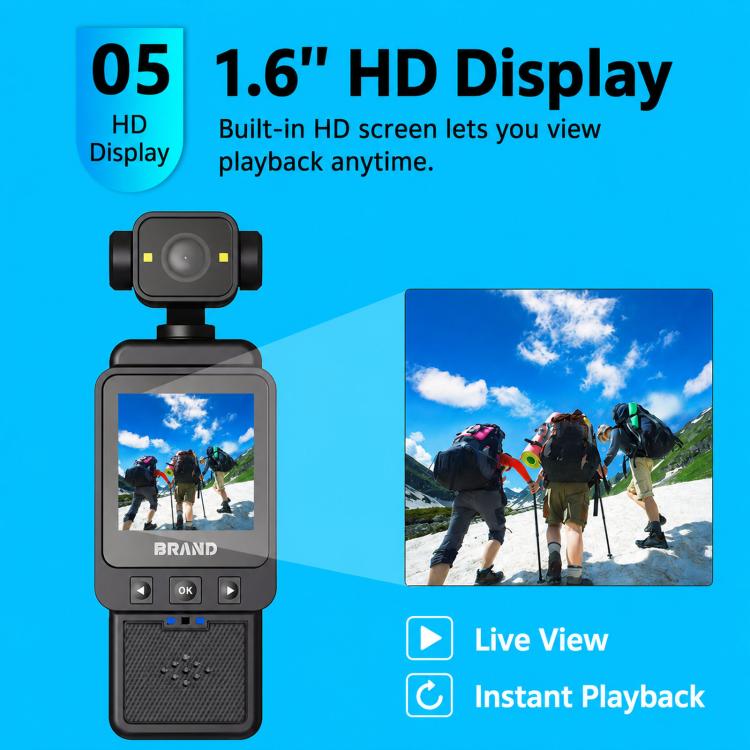 Videocamera indossabile WiFi 1080P con obiettivo girevole e clip
