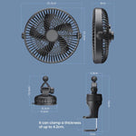 Ventilatore per auto 12V/24V con velocità regolabile e gancio