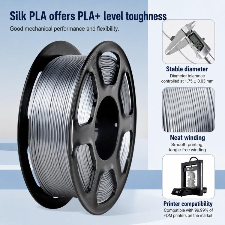 Filamento PLA Silk 1,75 mm bobina 1 kg finitura lucida