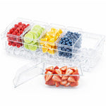 Vassoio per congelatore estivo a 5 scomparti per frutta, verdura e snack, contenitore per cubetti di ghiaccio e alimenti.