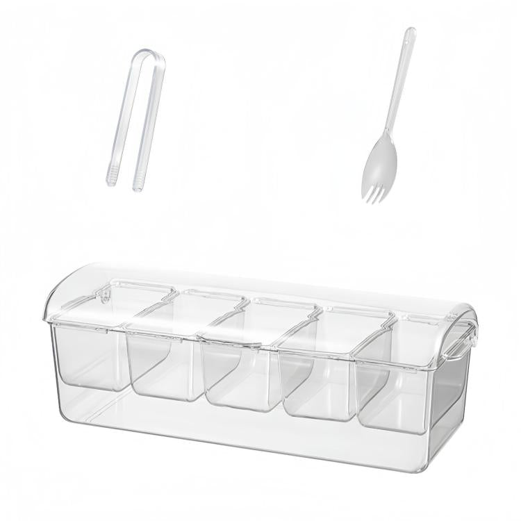 Vassoio per congelatore estivo a 5 scomparti per frutta, verdura e snack, contenitore per cubetti di ghiaccio e alimenti.