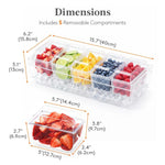 Vassoio per congelatore estivo a 5 scomparti per frutta, verdura e snack, contenitore per cubetti di ghiaccio e alimenti.