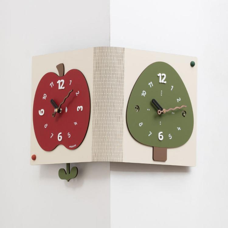Orologio da parete angolare minimalista a doppia faccia per soggiorno WOZOOM, Red Medium, Red Large, Beige Large