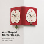 Orologio da parete angolare minimalista a doppia faccia per soggiorno WOZOOM, Red Medium, Red Large, Beige Large