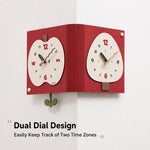 Orologio da parete angolare minimalista a doppia faccia per soggiorno WOZOOM, Red Medium, Red Large, Beige Large