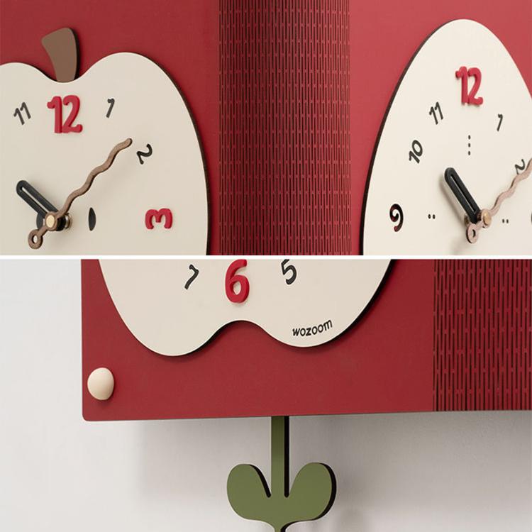Orologio da parete angolare minimalista a doppia faccia per soggiorno WOZOOM, Red Medium, Red Large, Beige Large
