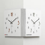 WOZOOM Orologio da parete angolare bifacciale, semplice e decorativo per gli angoli del soggiorno, White Medium, White Large, Woodgrain Brown Medium, Woodgrain Brown Large