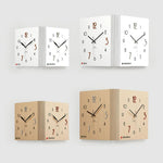 WOZOOM Orologio da parete angolare bifacciale, semplice e decorativo per gli angoli del soggiorno, White Medium, White Large, Woodgrain Brown Medium, Woodgrain Brown Large