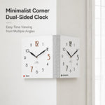 WOZOOM Orologio da parete angolare bifacciale, semplice e decorativo per gli angoli del soggiorno, White Medium, White Large, Woodgrain Brown Medium, Woodgrain Brown Large
