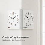 WOZOOM Orologio da parete angolare bifacciale, semplice e decorativo per gli angoli del soggiorno, White Medium, White Large, Woodgrain Brown Medium, Woodgrain Brown Large