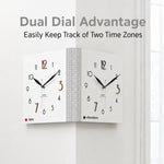 WOZOOM Orologio da parete angolare bifacciale, semplice e decorativo per gli angoli del soggiorno, White Medium, White Large, Woodgrain Brown Medium, Woodgrain Brown Large