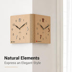WOZOOM Orologio da parete angolare bifacciale, semplice e decorativo per gli angoli del soggiorno, White Medium, White Large, Woodgrain Brown Medium, Woodgrain Brown Large