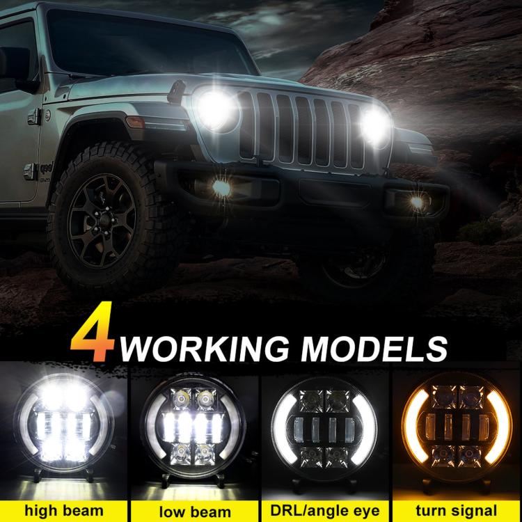 Fari anteriori a mezzaluna con quattro riflettori da 7 pollici M4 per Jeep Wrangler