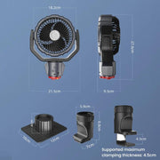 Ventilatore oscillante da esterno F8105 con luce LED, telecomando e ricaricabile, portatile., F8105