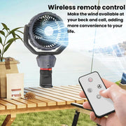 Ventilatore oscillante da esterno F8105 con luce LED, telecomando e ricaricabile, portatile., F8105
