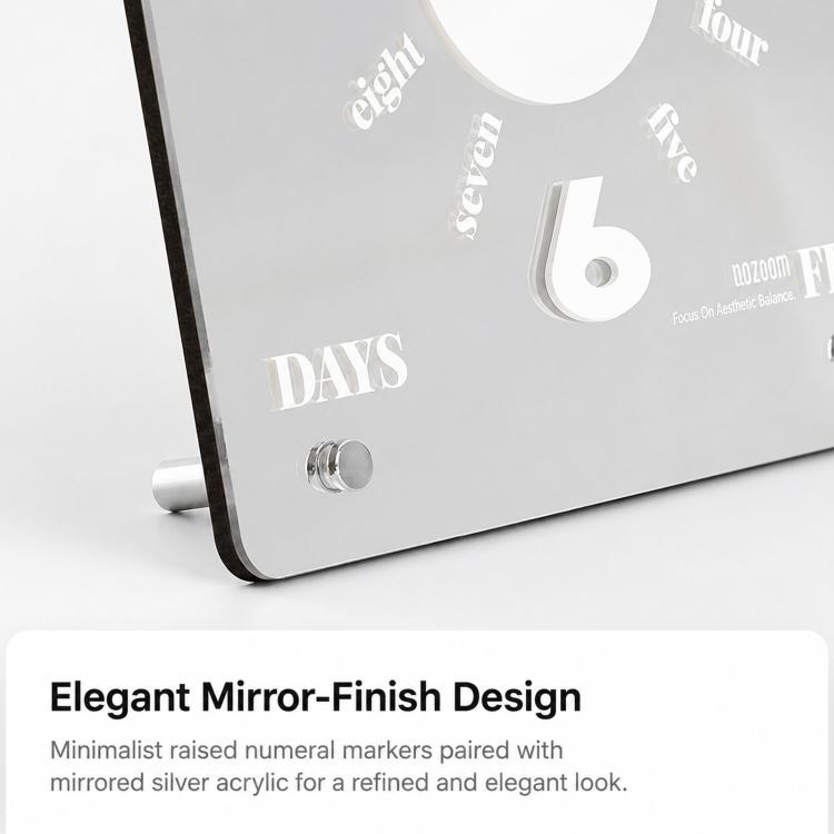 Orologio da tavolo moderno e minimalista WOZOOM con specchio in acrilico e movimento al quarzo silenzioso.