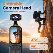 Videocamera portatile per vlog con obiettivo motorizzato girevole a 270 gradi, schermo da 2 pollici, videoregistratore tascabile, WiFi, action cam sportiva., DV07-4K