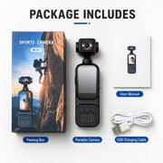Videocamera portatile per vlog con obiettivo motorizzato girevole a 270 gradi, schermo da 2 pollici, videoregistratore tascabile, WiFi, action cam sportiva., DV07-4K