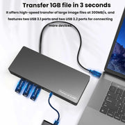 Dock di espansione Gigabit Dual HDMI/DP di Blueendless con cavo splitter USB 3.2 per triplo display, 14 in 1