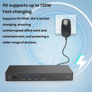 Dock di espansione Gigabit Dual HDMI/DP di Blueendless con cavo splitter USB 3.2 per triplo display, 14 in 1