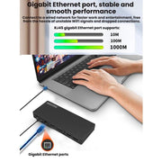Dock di espansione Gigabit Dual HDMI/DP di Blueendless con cavo splitter USB 3.2 per triplo display, 14 in 1