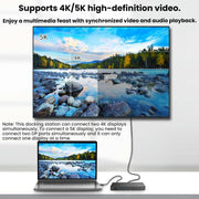Dock di espansione Gigabit Dual HDMI/DP di Blueendless con cavo splitter USB 3.2 per triplo display, 14 in 1