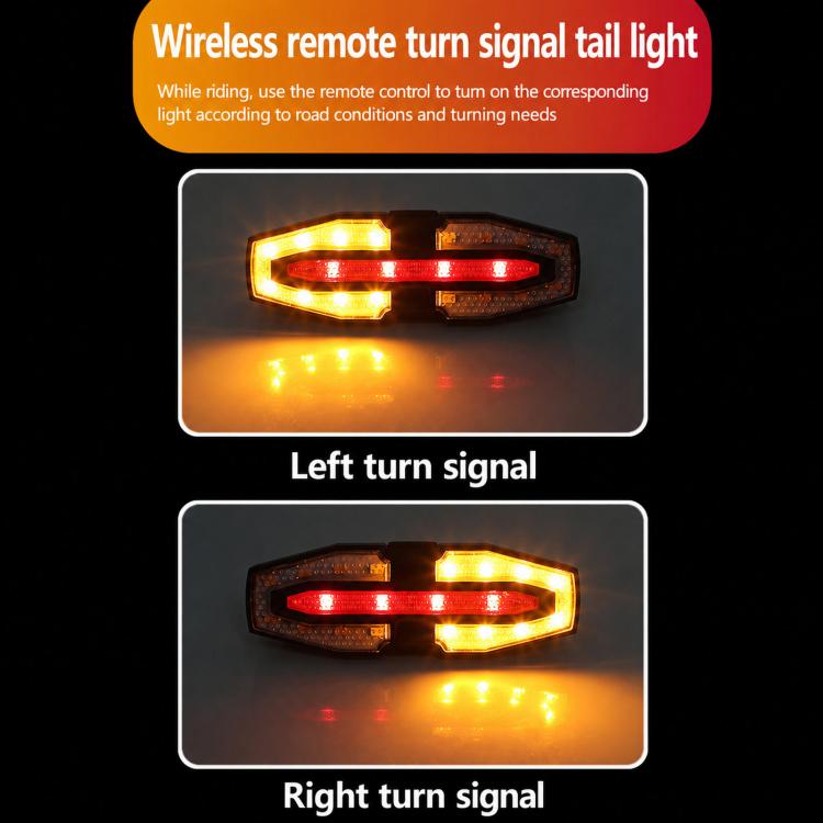 LY-5510 Fanale posteriore di segnalazione per bicicletta con telecomando, indicatori di direzione sinistro e destro per la guida notturna