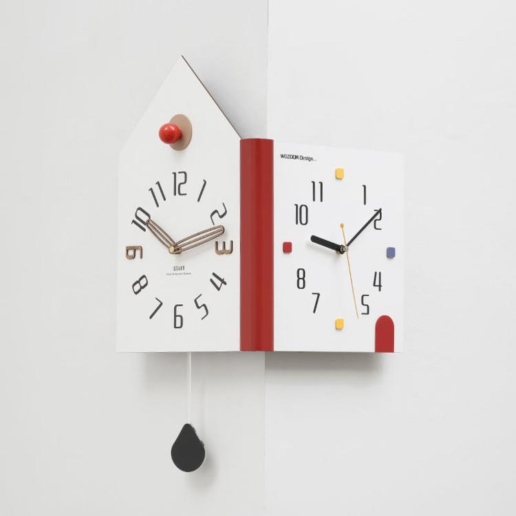 wozoom Orologio da parete angolare moderno a doppia faccia, silenzioso, a forma di casa, decorativo, Cream White Medium, Cream White Large, Yellow Medium, Yellow Large, White Medium, White Large