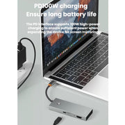 Docking station Blueendless Type-C con mirroring dello schermo 4K a 60Hz e splitter USB 3.0., HDMI2.0+PD+USB3.0 x 3, HDMI 2.0 + PD + Gigabit Ethernet + 2 USB 3.0 ports