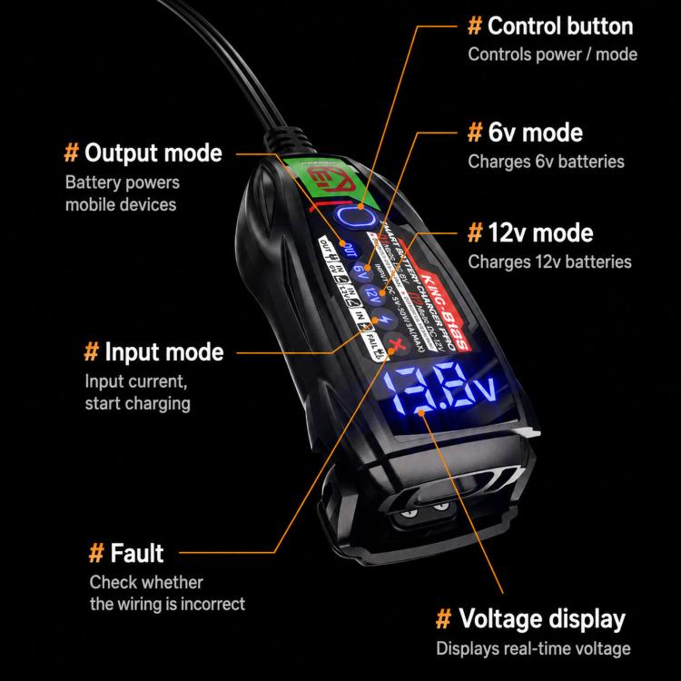 Caricabatterie per moto 6V/12V con display digitale Kewig B12S