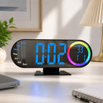 Sveglia digitale a specchio RGB con luce notturna a LED, visualizzazione della temperatura e del giorno della settimana.
