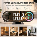 Sveglia digitale a specchio RGB con luce notturna a LED, visualizzazione della temperatura e del giorno della settimana.