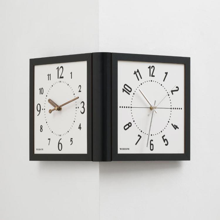 Orologio da parete angolare a doppia faccia wozoom per soggiorno, vintage, in legno, al quarzo, Brown Medium, Brown Large, White Medium, White Large