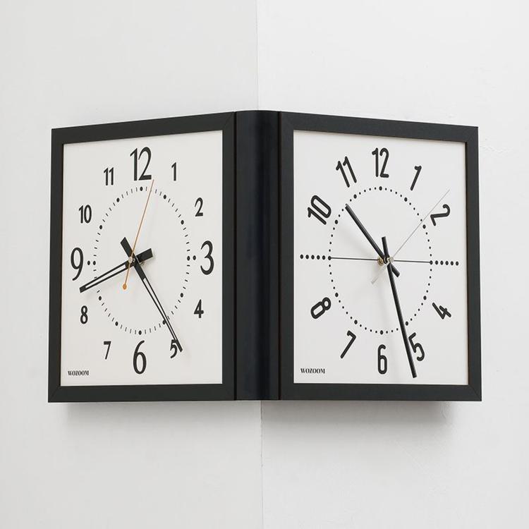Orologio da parete angolare a doppia faccia wozoom per soggiorno, vintage, in legno, al quarzo, Brown Medium, Brown Large, White Medium, White Large