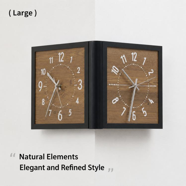 Orologio da parete angolare a doppia faccia wozoom per soggiorno, vintage, in legno, al quarzo, Brown Medium, Brown Large, White Medium, White Large