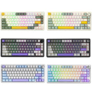 Tastiera meccanica da ufficio/gaming FURYCUBE a 80 tasti con illuminazione RGB., White Green Yellow Wired, Thai White Green Yellow Wired, Space Gray Tri-mode Wired + 2.4GHz Wireless + Bluetooth, Thai Space Gray Tri-mode Wired + 2.4GHz Wireless + Blueto...
