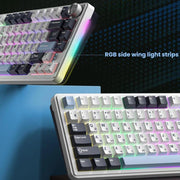 Tastiera meccanica da ufficio/gaming FURYCUBE a 80 tasti con illuminazione RGB., White Green Yellow Wired, Thai White Green Yellow Wired, Space Gray Tri-mode Wired + 2.4GHz Wireless + Bluetooth, Thai Space Gray Tri-mode Wired + 2.4GHz Wireless + Blueto...