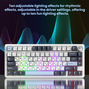 Tastiera meccanica da ufficio/gaming FURYCUBE a 80 tasti con illuminazione RGB., White Green Yellow Wired, Thai White Green Yellow Wired, Space Gray Tri-mode Wired + 2.4GHz Wireless + Bluetooth, Thai Space Gray Tri-mode Wired + 2.4GHz Wireless + Blueto...